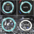 8 pcs Bling Car Accessories Set for Women, Steering Wheel Cover, Sparkly Seat Belt Covers, Bling Gear Shift Cover, Universal Fit Most Cars (Aquamarine Diamond)