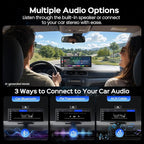 10.26" Portable Apple CarPlay Screen for Car with Rotatable 4K Dash Cam, Wireless CarPlay & Android Auto Display with 1080P Backup Camera, 64GB Card Included, GPS Navigation, Voice Control