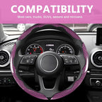 3pcs Universal Carbon Fiber Steering Wheel Cover - Anti-Slip & Segmented Design, Universal 99% Durable Steering Wheel Protector for Men and Women, Car Interior Accessory (Pink)