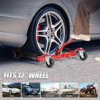Car Wheel Dolly Jack Set of 2, Mechanical 3000-lbs Car Skates, 12'' Wheel Vehicle Positioning Jack, Heavy Duty Rollers with Ratcheting Foot Pedal for Tire Auto Repair Moving, Red