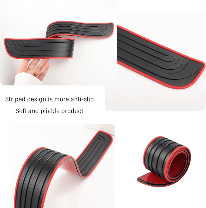4PCS Car Door Sill Protector,Anti-Scratch & Waterproof Car Door Sills Scratch Protection,Universal Car Exterior Accessories Automotive Door Entry Guard for Car,Truck,SUV (Black Red, Width 2.36")