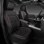 Air Mesh Leather Car Seat Covers Front Seats, Breathable Two Front Seat Covers for Cars, Comfortable Universal Fit for SUV Truck Sedan Automotive, Anti-Slip Airbag Compatible,Black and Red