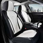 Coverado Seat Covers 2 Pack, Car Seat Covers Front Seats, White Car Seat Cover, Waterproof Car Seat Covers, Car Seat Cushion, Front Leather Seat Protector Fit for Most Cars