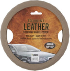 Ergonomic Grip Steering Wheel Cover/Protector for Small Size Steering Wheels in Cars, SUVs, Boats (13.5-14.5") (Genuine Leather (Beige))
