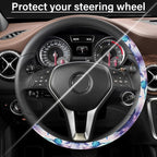 Purple FlowerSteering Wheel Cover Neoprene Material Most Cars Men&Women Universal 15 inch Premium Non-Slip Spring Steering Wheel Protector Floral Cute Car Accessories