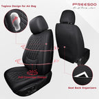 Black Car Seat Covers Full Set - Faux Nappa Leather Seat Covers for Cars, Ultra Breathable Waterproof Front Seats Protector with Lumbar Support, Universal Fit for Automotive Sedan SUVs Pickups