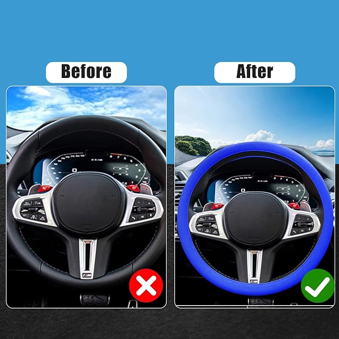 JDDRY Car Steering Wheel Cover,Silicone Steering Wheel Protector,Universal Fit Automotive Steering Wheel Cover, Steering Wheel Protective Cover(Royal Blue,1PC)
