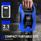 AC/DC Tire Inflator Portable Air Compressor, Dual Power for Home 110V AC and Car 12V DC Air Pump with Pressure Gauge, Auto Shutoff, Tire Pump for Car Motorcycle Bike and Other Inflatables, Blue