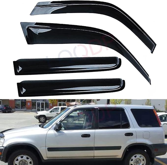 4pcs Window Rain Guard Compatible with 1997-2001 Honda CR-V CRV Outside Mount Tape-On Window Visors