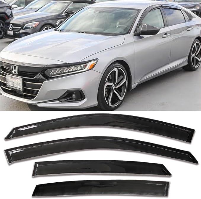 Window Visors Rain Guards Side Wind Deflectors Compatible with Honda Accord 2018-2023, Vent Visor Deflector Sun Shade Car Accessories 94198 4-Pieces Set