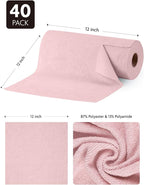 Microfiber Cleaning Cloth Roll -40 Pack, Tear Away Microfiber Towels, 12" x 12", Reusable, Washable, Lint Free, Ultra Absorbent Dishcloth for Car, Pet, Kitchen Cleaning Supplies (Pink)