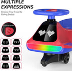 12V Electric Wiggle Car for Kids with Pedal, Display, Rechargeable Battery, LED Light, Bluetooth, Light-Up Wheels, Anti-Rollover, 2 Speeds, Ride on Toys, Birthday Gifts for Age 3+, 150Lbs