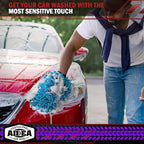 AIDEA Car Wash Mitt Microfiber, 2PK, Car Wash Brush, Blue, 7.12' X10.14'' | Scratch Free Lint Free Premium Chenille Microfiber Mitt, Cleaning Supplies, Regular Size