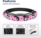 Pink Retro Horror Mask Steering Wheel Cover, Non-Slip Polyester Wheel Grip, Universal 15 Inch Car Accessory