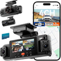 N6 360° Dash Cam 4 Channel, 5.8G WiFi-6 (up to 20MB/s) with App, Free 128GB Card, FHD Front & Rear Inside Dash Cam for Car, 8 IR Lights Night Vision, GPS, 24/7 Parking Mode, G-Sensor