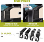 5-in-1 Back Seat Car Organizer and Storage with Extendable Cup Holder, Tissue Holder, Phone Holder, Hanging Hooks, Trash Bin, Back of Seat Car Headrest Organization Accessories for Women Man