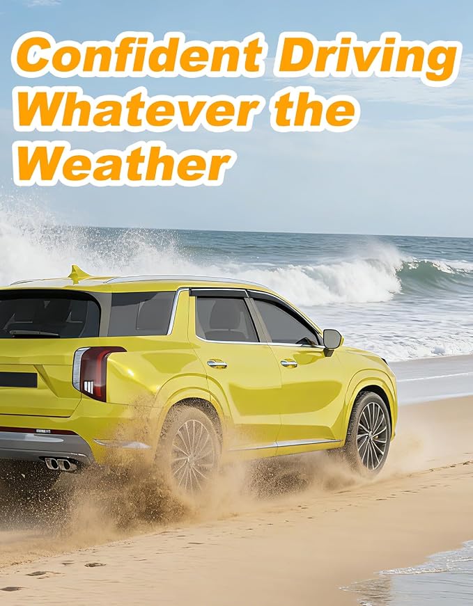 Extra-Thick Window Rain Guard for Hyundai Palisade 2020-2025 SE SEL XRT Rain Guards Tape-on Side Window Visors Low Profile Vent Visor Window Deflectors Vent Shades Car Accessories