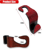 2PCS Car Seat Hooks, Bling Rhinestone Headrest Hooks, Universal Bling Car Interior Accessories, for Handbag, Clothes, Purse, Water Bottle (Red)
