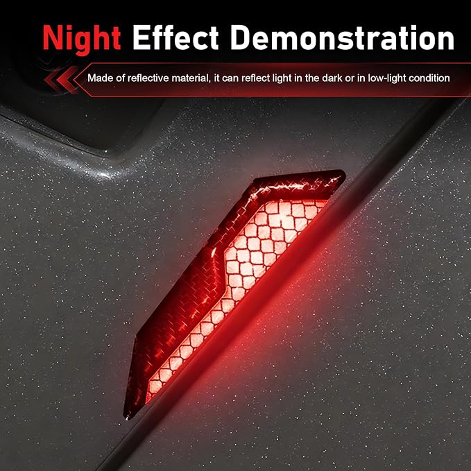 4 PCS Car Door Edge Guard Sticker, Reflective Safety Warning Car Door Protective Strips, Thickened Anti-collision Paint Protector, Universal for Most Vehicles (Red)