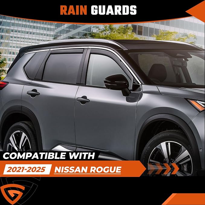 in-Channel Rain Guards Compatible with Nissan Rogue 2021 2022 2023 2024 2025 2026, Extra Durable Side Window Deflectors 2021-2026 Rogue Wind Deflectors Rain Guard Black 4 PCS
