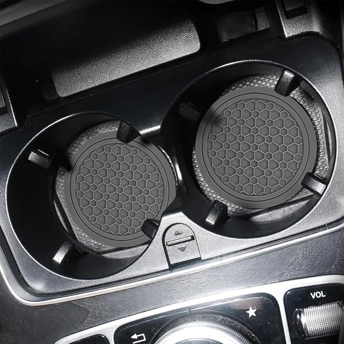 Mandark 2PCS Car Cup Holder Coasters, 2.75 Inch Non-Slip Insert Water Bottle Holder Pads, Dustproof Automotive Interior Accessories Mat, Universal for Vehicles, Trucks, RVs and More(Gray)