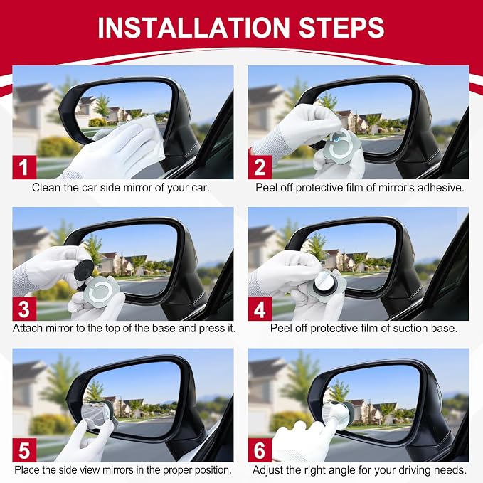 Blind Spot Mirrors, Apple-Shaped HD Glass Frameless Convex Rear View Mirrors, Wide Angle Adjustable Stick for Side Mirror, Automotive Exterior Accessories for Car, SUV & Trucks, Pack of 2