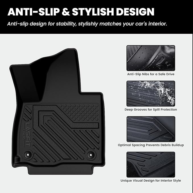 Floor Mats & Backrest Mats & Cargo Mat for Kia Telluride Gas 2027 (Not Fit Hybrid), All Weather TPE Custom Fit Floor Liners with Full Set Car Mats & Trunk Mats Accessories, Black
