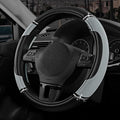 Leather Steering Wheel Cover - Made with PVC Leather - Anti-Slip, Universal Fit 14 1/2 inches to 15 inches - Gray