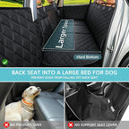 Back Seat Extender for Dogs + 2 Dog Seat Belts, Waterproof Heavy Duty Hard Bottom Car Seat Cover for Dogs with Door Protector Cover & Mesh Window | Dog Hammock for Car Pet Seat Protector for Car/Suv