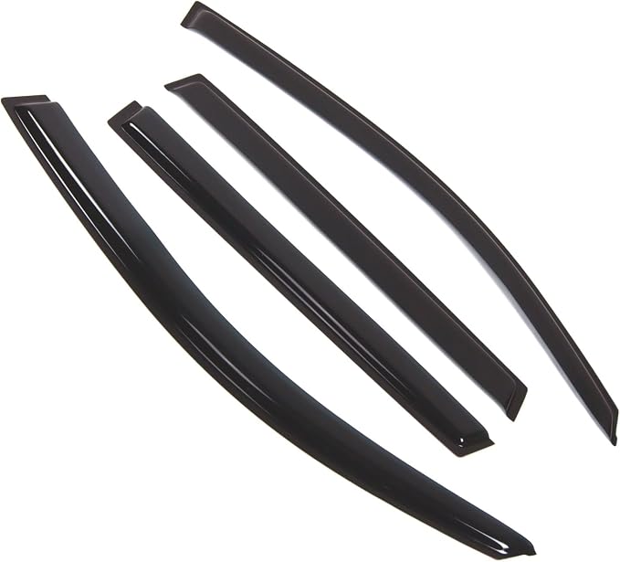 WD2-440 Dark Smoke 4 Pcs Set Window Visor (Outside Mount) Deflector Rain Guard Compatible with 2006-2012 Toyota RAV4