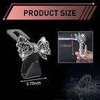 2PCS Bling Bow Car Seat Headrest Hooks, S Type Cute Bow Car Seat Back Hanger Storage for Purses Bags Grocery, Crystal Rhinestone Vehicle Rear Seats Organizer, Universal for Most Cars (Black)