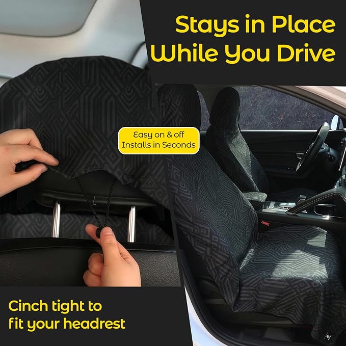 Car Seat Towel Cover - Sweat Absorbing Microfiber Towel for Car Seat After Gym, Workout & Beach - Washable Seat Protector, Universal Fit for Cars, Trucks, SUVs - Geometric