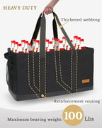 Extra Large Utility Tote Bag - Standing Reusable Grocery Bag with Handle, Collapsible Storage for Shopping, Beach
