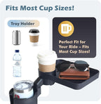 Upgraded Car Cup Holder Tray, 3 in 1 Car Cup Holder Expander Adapter, 360° Rotating Detachable 10.5" Car Food Tray Table for Eating, Road Trip Essentials, Fits Yeti/Hydro Flask 16–46oz