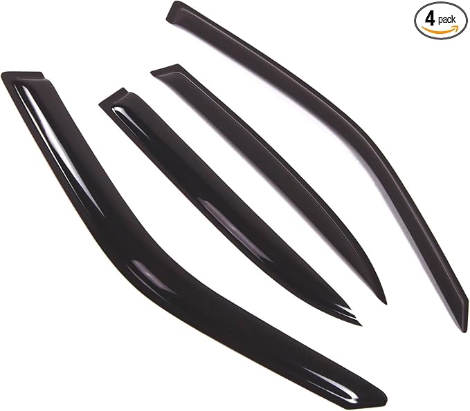Outside Mount Window Vent Visors Rain Guards Compatible with BMW 525i 528i 530i 535i 1988-1996 | Side Window Wind Deflectors Rain Shields | Smoke Tinted, 4 Pcs Set, DGWV-494
