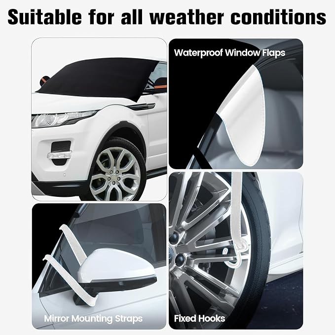 Car Rear Windshield Cover for Ice and Snow, Thicken Rear Frost Guard Windshield Cover for Cars Hatchback Sedan Trucks Vans and SUV（58"x 42"）