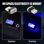 7 PCS USB LED Car Interior Atmosphere Lamp, Portable Mini LED Night Light, Plug-in USB Interface Trunk Ambient Lighting Kit, Universal Interior Accessories for Most Vehicles (MultiColour)