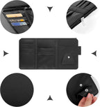 Car Visor Organizer with Sunglass Holder,Multi-Functional Car Sun Visor Organizer with Zipper for Cards,Money,Tickets,Leather Interior Accessories (Black)