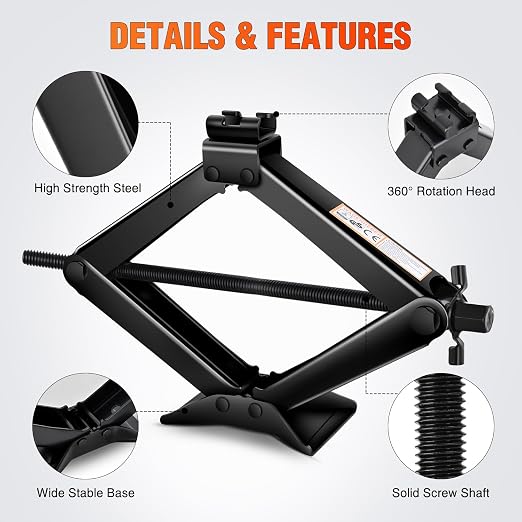 Scissor Jack Kit for Car 2 Ton(4409 lbs), Heavy Duty Portable Steel Scissor Lift Jack Car Tire Changing Kit with Ratchet & Lug Wrench for Sedan SUV MPV, 3.9''-15.7'' Lifting Range, Black