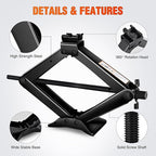 Scissor Jack Kit for Car 2 Ton(4409 lbs), Heavy Duty Portable Steel Scissor Lift Jack Car Tire Changing Kit with Ratchet & Lug Wrench for Sedan SUV MPV, 3.9''-15.7'' Lifting Range, Black