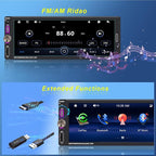 6.9" Single DIN Car Radio with Wireless Apple CarPlay, Car Bluetooth 5.2, AM FM Radio, IPS Touchscreen 1280x480, Backup Camera, Type-C Fast Charging, USB, 180W Subwoofer, Android Auto, GPS Navigation