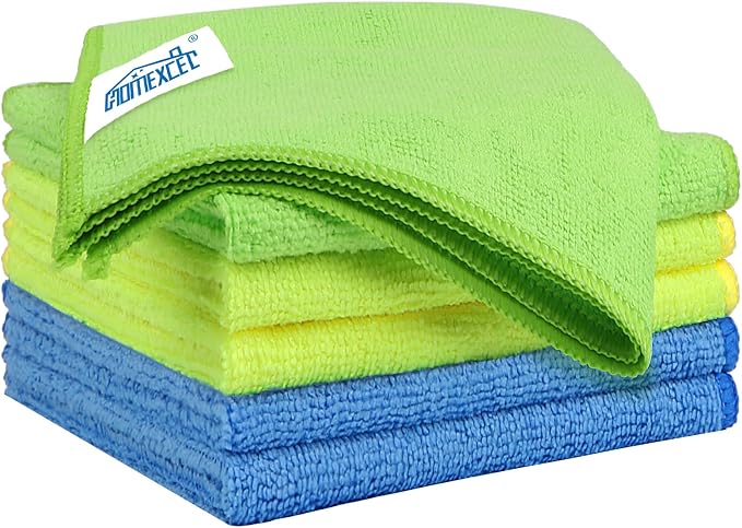 Microfiber Cleaning Cloth 6 Pack, 12.5 x 12.5 Inch Microfiber Towels for Cars, Ultra Absorbent Cleaning Rags, Lint Free Cleaning Towels for Household, Kitchen, Window, and Car, Multicolor