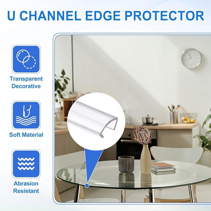 Clear Edge Trim, 9.8Ft Silicone U Channel Edge Protector, Edges Guards Fits 21/32"-23/32" for Car Doors Sheet Metal Parts (7/8" W x 5/16" H)