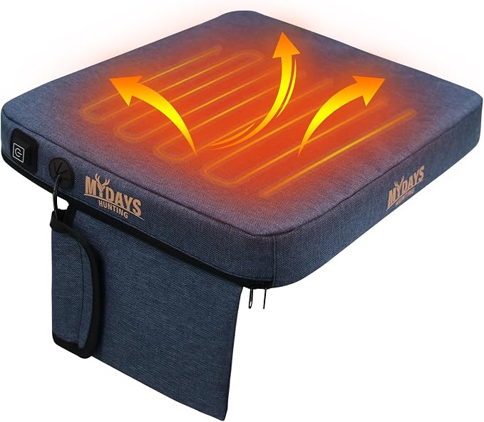 Portable Heated Seat Cushion, Memory Foam Heating Seat Pad for Outdoor Stadium Bleacher Camping, Power Bank Not Included（Blue）