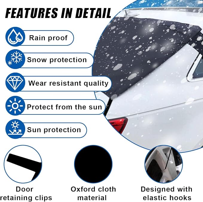 Car Rear Windshield Snow Cover, 57×35 Inch Anti Ice Frost Rear Windshield Protector, Windproof Oxford Back Window Cover, Winter Car Accessories for Cars, Trucks, SUVs, Lorries