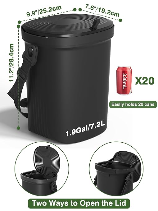 Leakproof Car Trash Can, 1.9 Gallon Soft Silicone Hanging Garbage Can with Lid, Easy to Clean Vehicle Trash Bin, Suitable for Sedans, SUVs, MPVs & Trucks