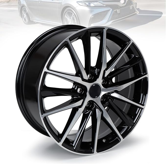 New 18x8" 18 Inch Aluminum Alloy Wheel Rim Compatible with Toyota Camry 2021 2022 2023, OEM Design, Alloy Replacement Wheel, Super Duty Car Rims Replacement | Direct Fit - OE Stock Specs, Gloss Black