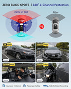 N7 PRO 4K STARVIS 4 Channel Dash Cam, 360° View Front Rear and Dual Inside Camera, WiFi 6 & GPS, 8-IR Night Vision, 2160P Dash Camera for Cars, 3.18" IPS, 24/7 Parking Mode, Free 64GB Card