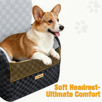Waterproof Dog Car Seat for Small Medium Dogs, 6in Memory Foam Pet Booster Seat for Dogs up to 26 lbs with Pockets, Detachable Washable Pet Carseat with Y-Shape Safety Belt