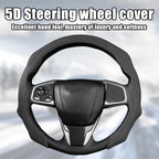 Mandark Car Steering Wheel Cover, Suede Sport Vehicle Steer Wheel Protector Fitting 15 Inch, Non-Slip Comfortable Automotive Interior Decoration Accessories, Universal for Most Cars (Black)